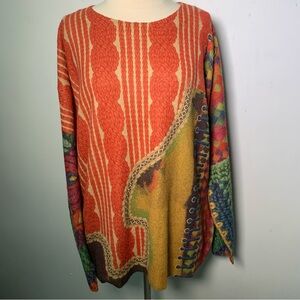 Knit printed Colorful Women's Sweater size L unbranded  boho